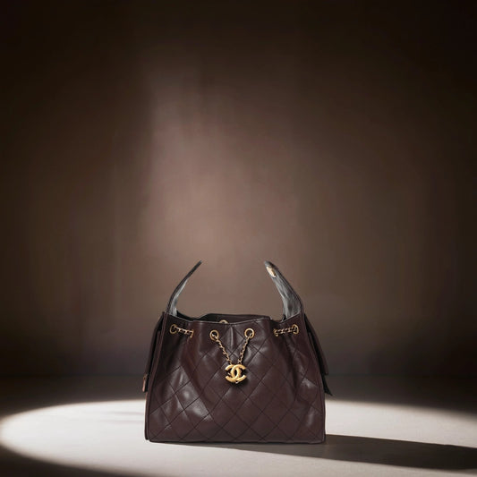 Caviar Quilted Small Chanel 25 Handbag Dark Brown