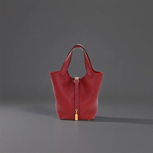 Taurillon Clemence Picotin Lock 18 PM Rouge Grenat