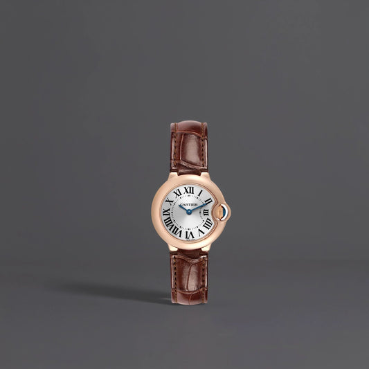 Cartier Ballon Bleu 28 Rose Gold Silver Dial Watch