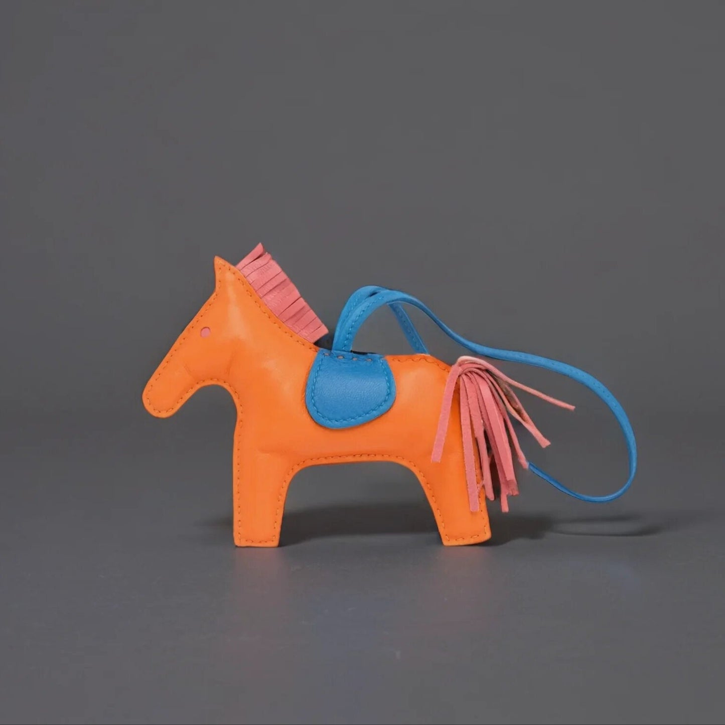 Milo Lambskin Grigri Rodeo Horse Bag Charm GM Orange Poppy Bleu Zanzibar Rose Azalee