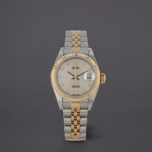 Rolex Datejust 26mm Steel Yellow Gold Diamond Dial Ladies Watch