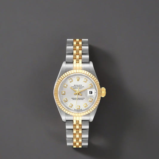 Rolex Datejust 26mm Steel Yellow Gold Silver Diamond Ladies Watch