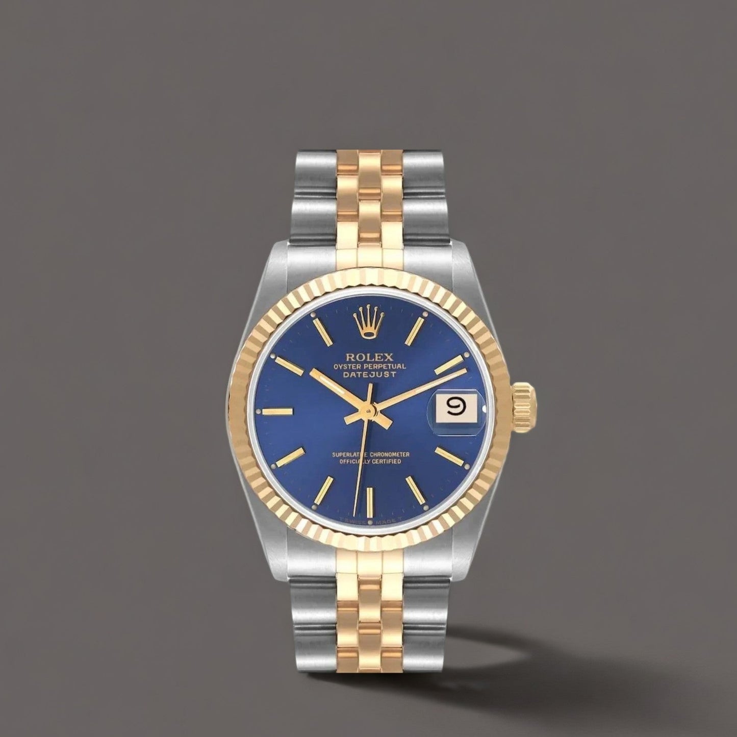 Rolex Datejust Midsize 31mm Steel Yellow Gold Blue Dial Ladies Watch