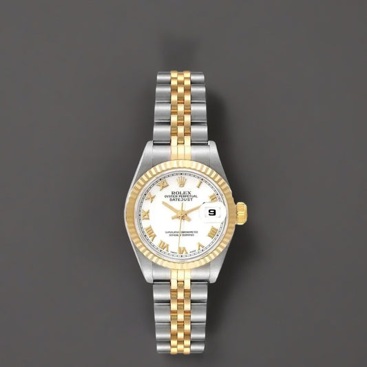 Rolex Datejust White Roman 28 mm Dial Steel Yellow Gold Ladies Watch