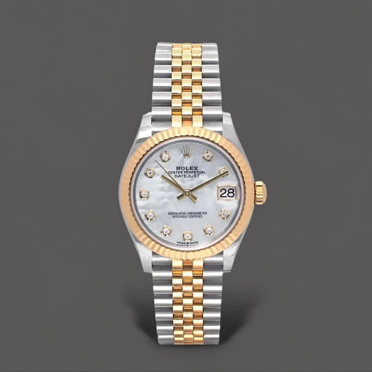 Stainless Steel 18K Yellow Gold Diamond Mother of Pearl 31mm Oyster Perpetual Datejust Watch