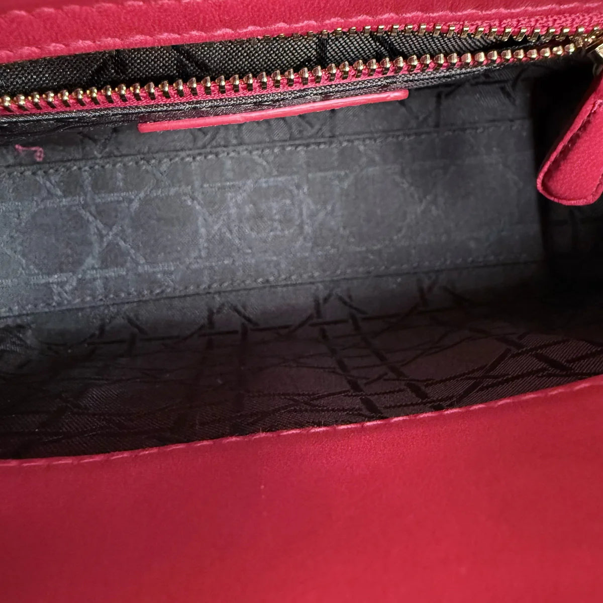 Lambskin Cannage Small Lady Dior Red