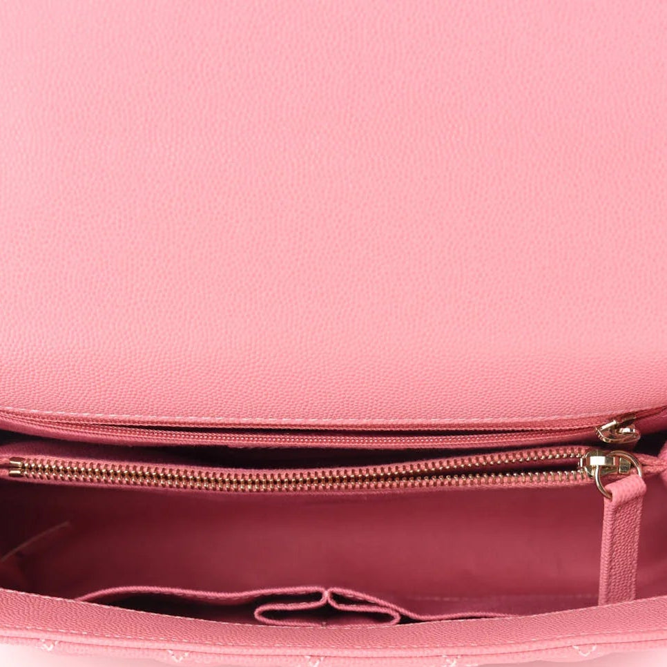 Caviar Quilted Small Coco Handle Flap Pink