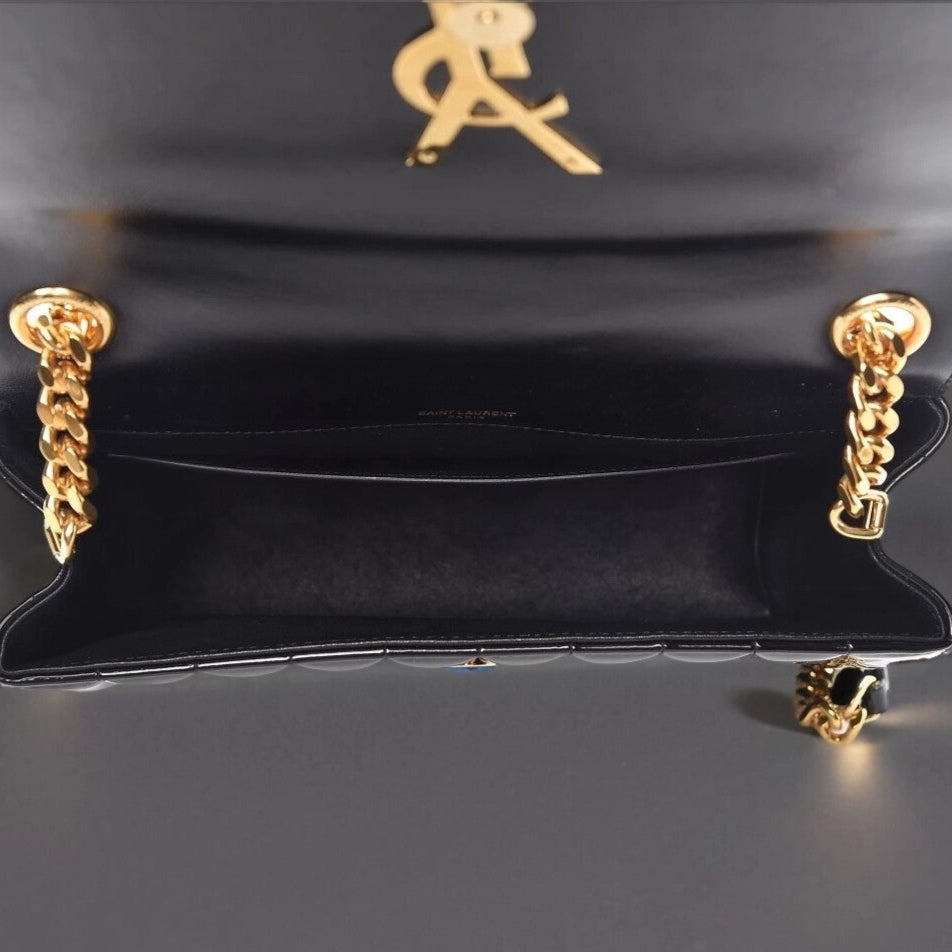 Patent Matelasse Monogram Large Vicky Chain Bag Black