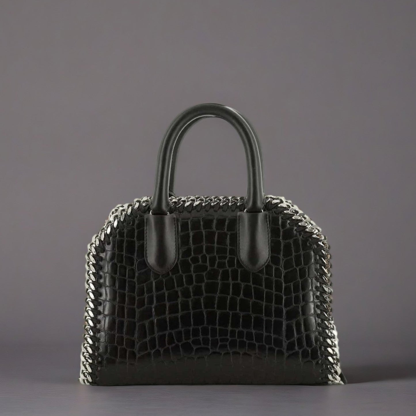 Stella McCartney Falabella Box Top Handle Bag Crocodile Embossed Faux Leather