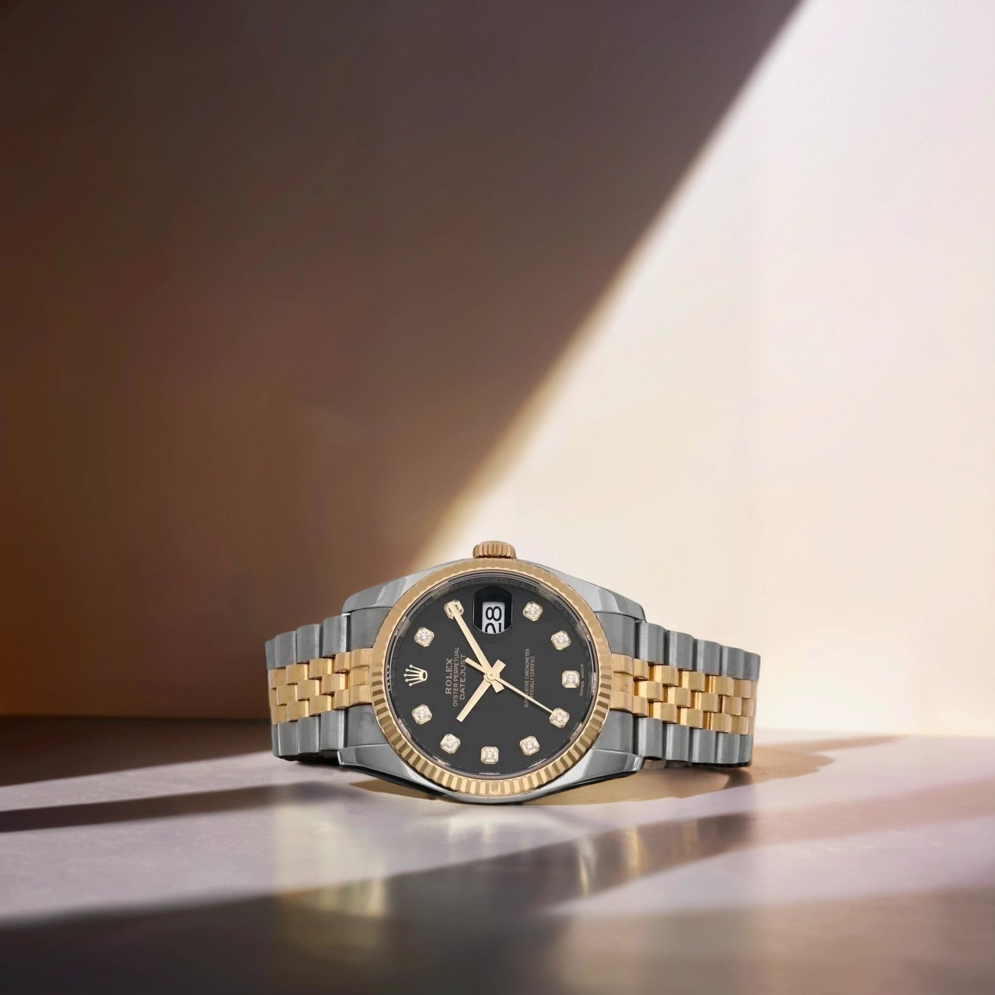 18K Yellow Gold Diamond 36mm Oyster Perpetual Datejust Watch Black