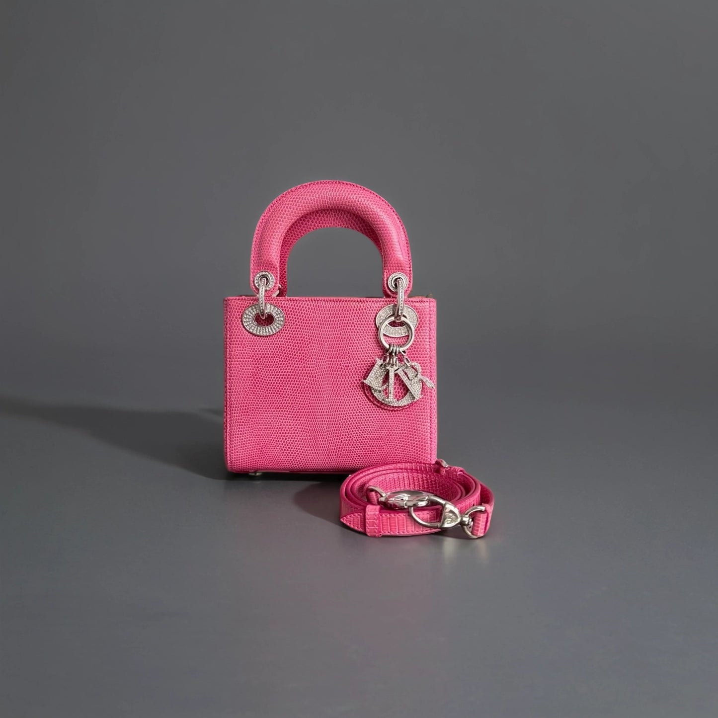 Lizard Swarovski Crystal Mini Lady Dior Pink