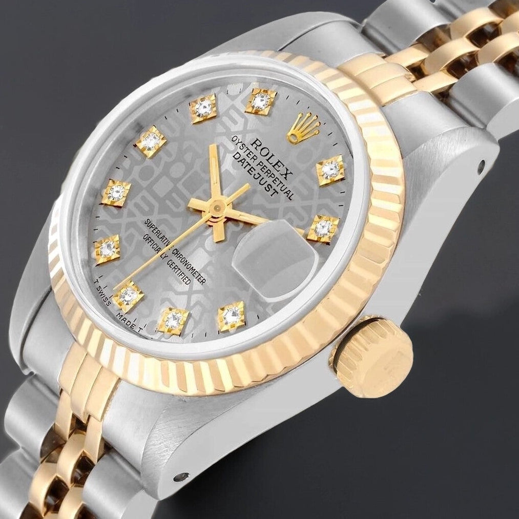 Rolex Datejust 26 Steel Yellow Gold Silver Computer Diamond Dial  Watch