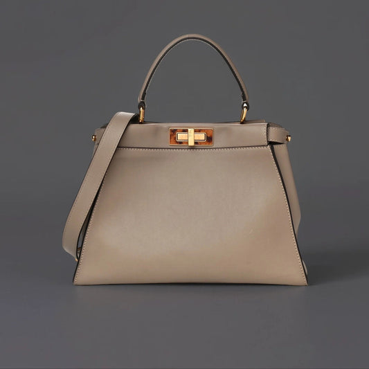 Silk Calfskin Plexi Tortoise Medium Peekaboo Iconic Satchel Dove