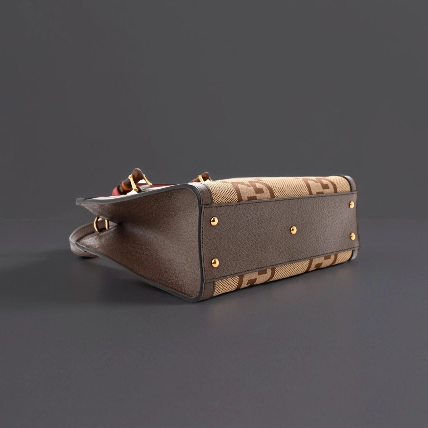 Monogram Jumbo GG Textured Dollar Calfskin Small Diana Tote Bag Camel Ebony New Acero Pomegranate Red