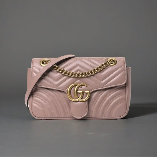Calfskin Matelasse Small GG Marmont Shoulder Bag Porcelain Rose