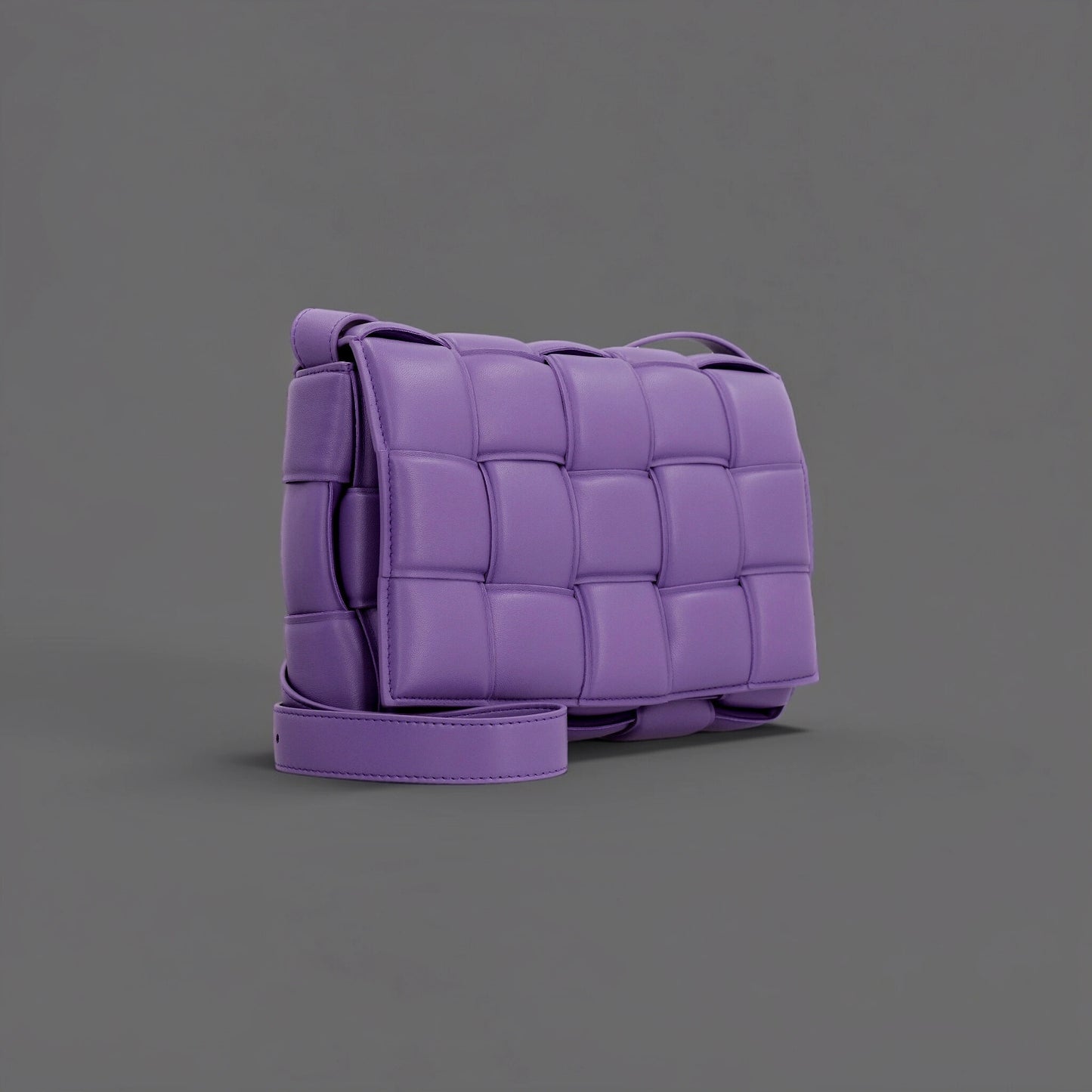 Nappa Maxi Intreccio Padded Cassette Crossbody Bag Purple