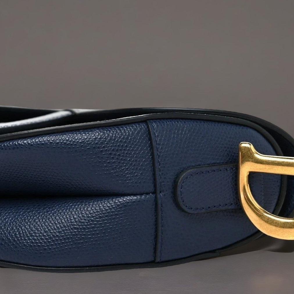 Grained Calfskin Saddle Bag Navy