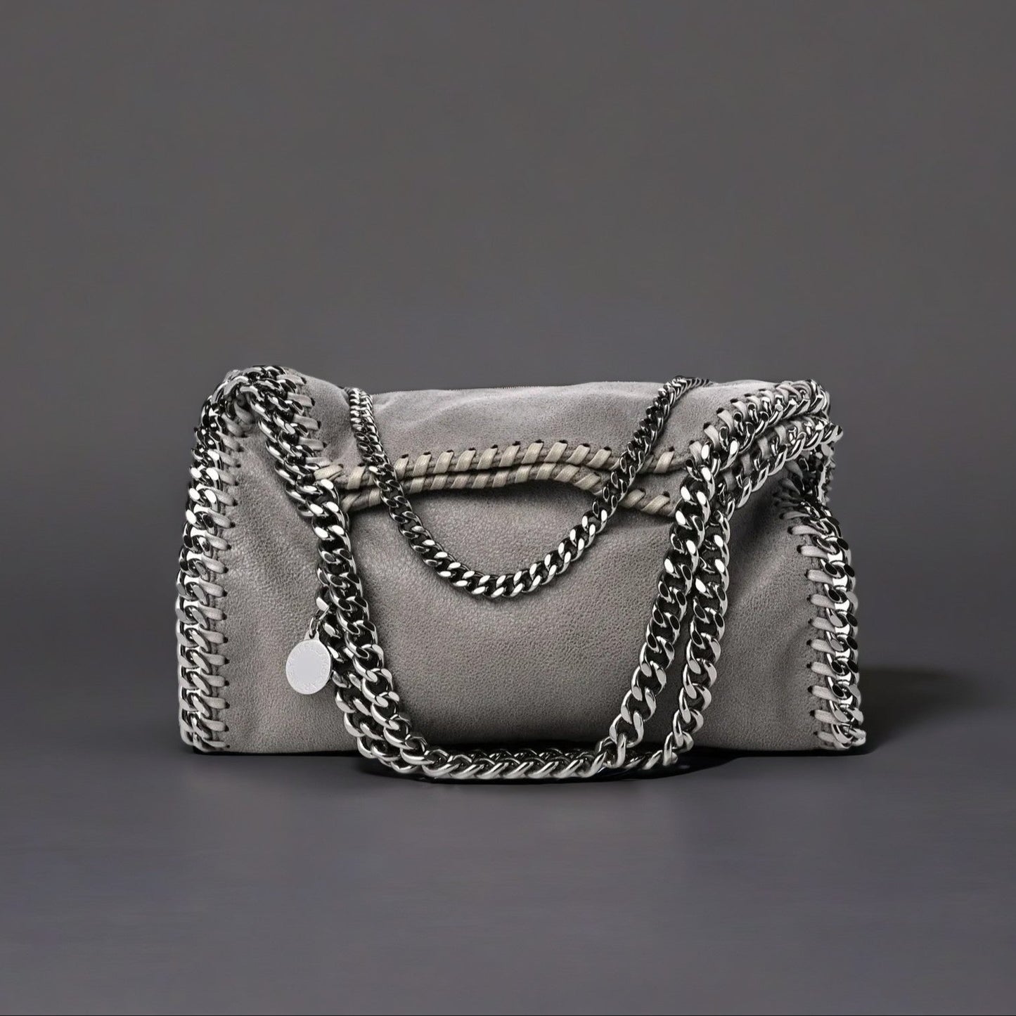 Shaggy Deer Mini Falabella Fold Over Tote Light Grey