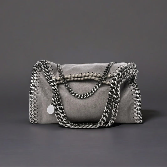 Shaggy Deer Mini Falabella Fold Over Tote Light Grey