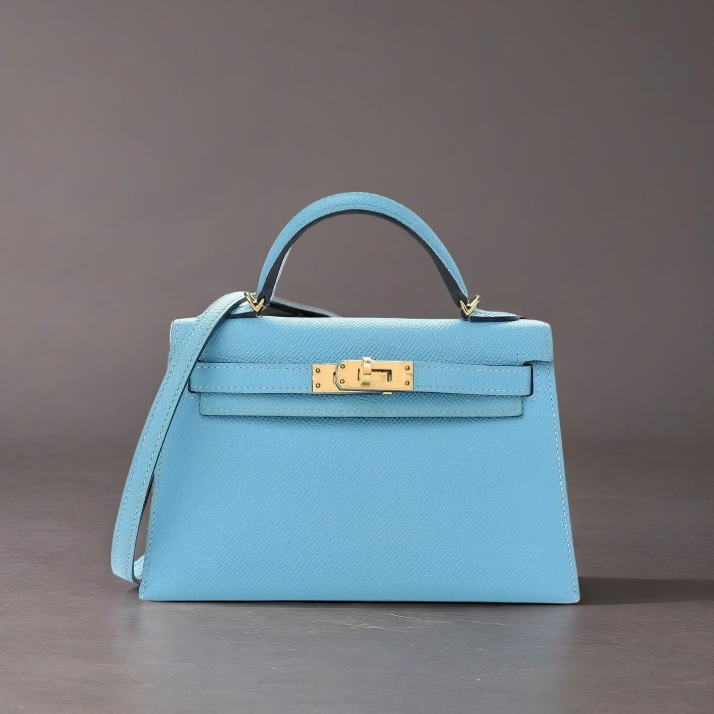 Epsom Mini Kelly Sellier 20 Bleu Du Nord