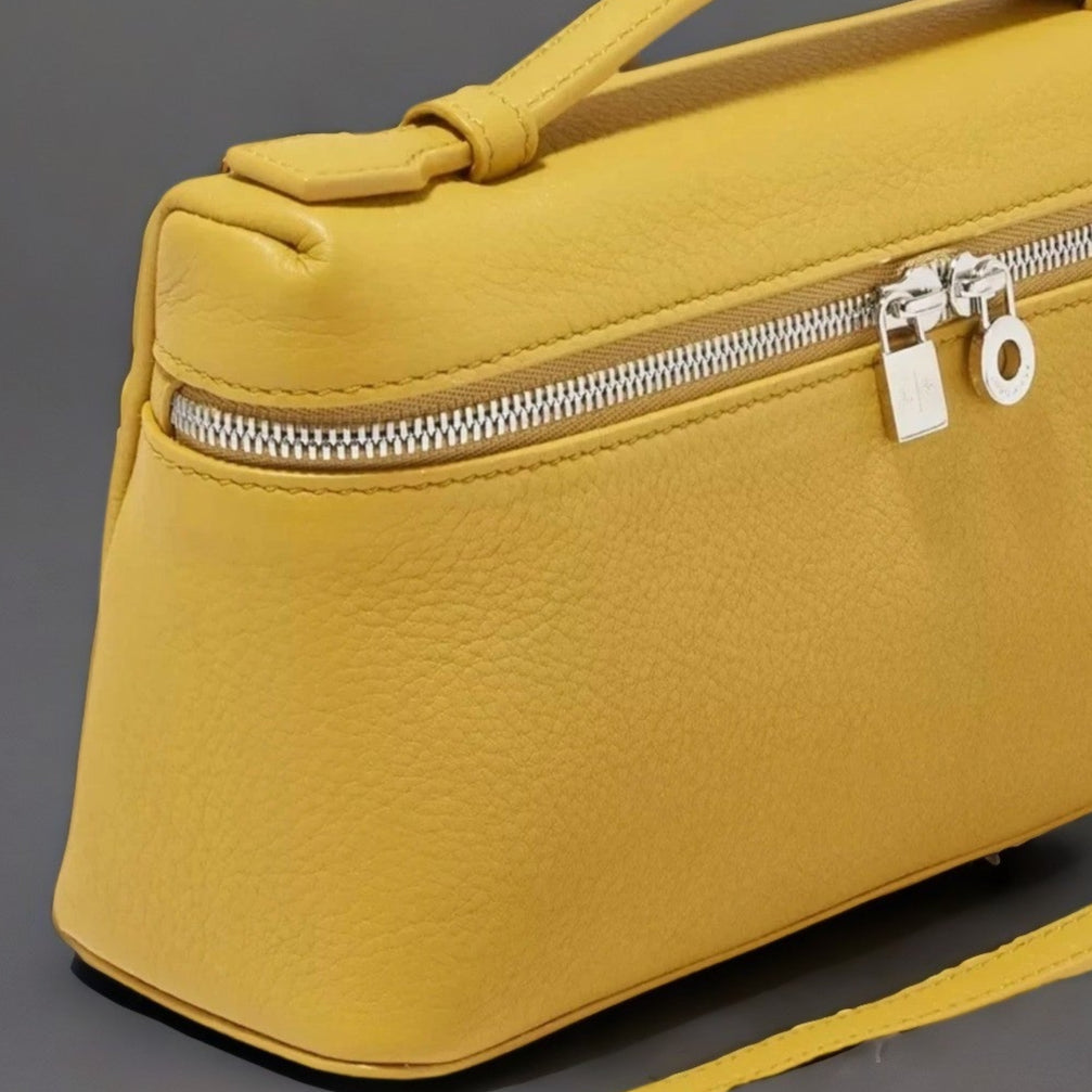 LORO PIANA Grained Calfskin L19 Extra Pocket Pouch Yellow