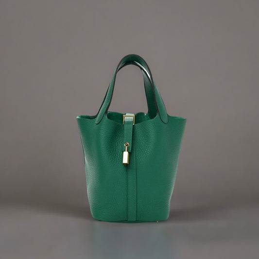 Taurillon Clemence Picotin Lock 18 PM Vert Vertigo