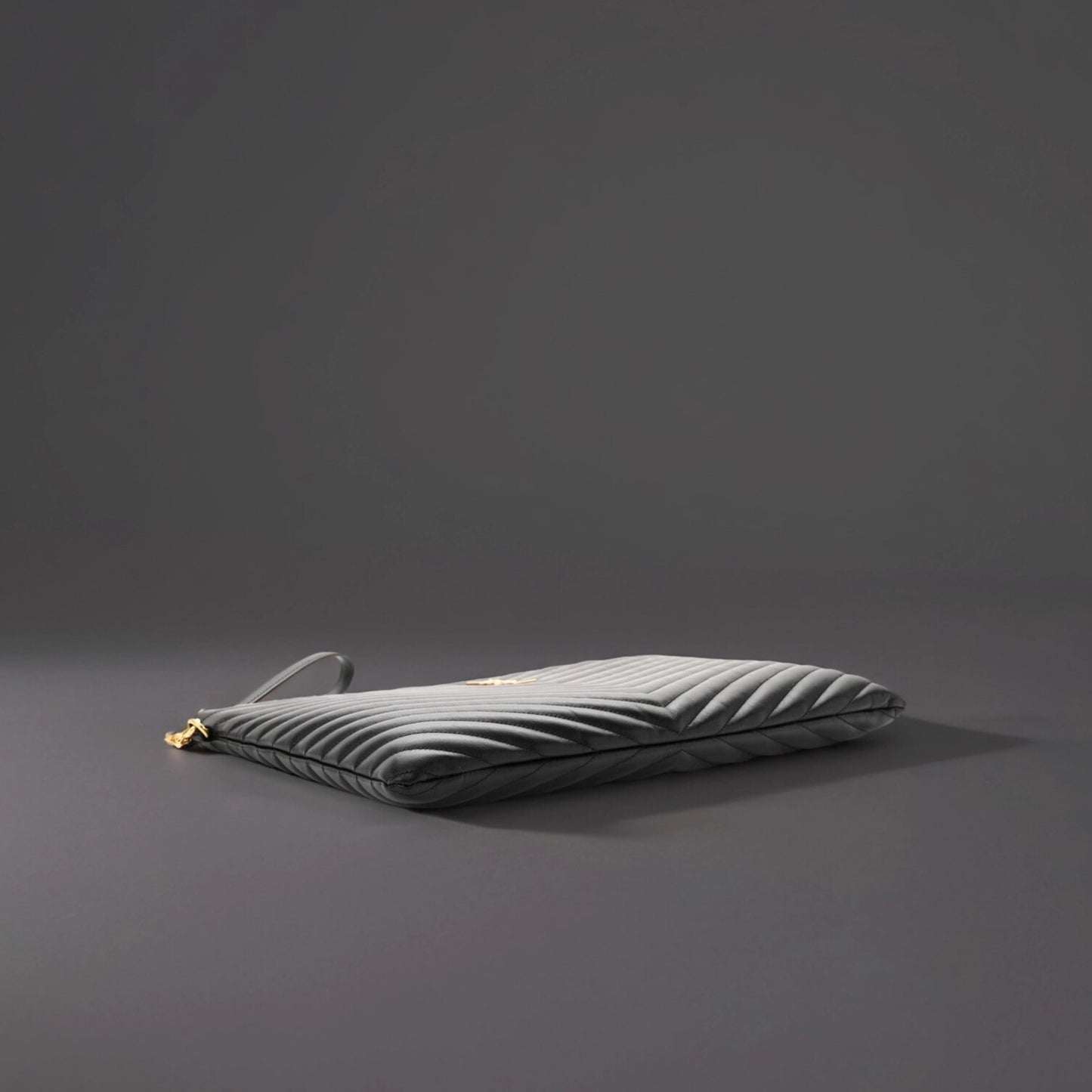 Calfskin Matelasse Chevron Monogram Document Holder Black