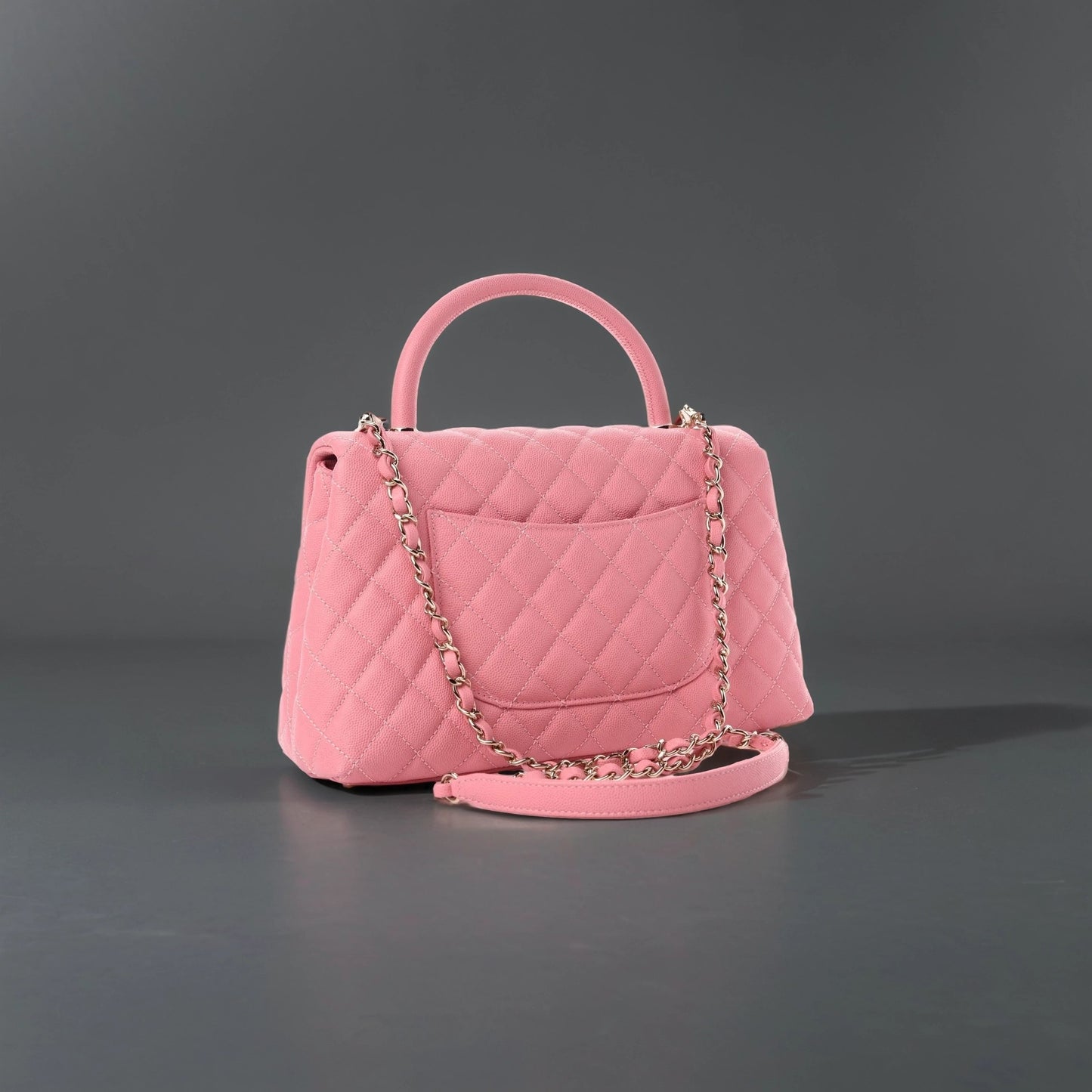 Caviar Quilted Small Coco Handle Flap Pink