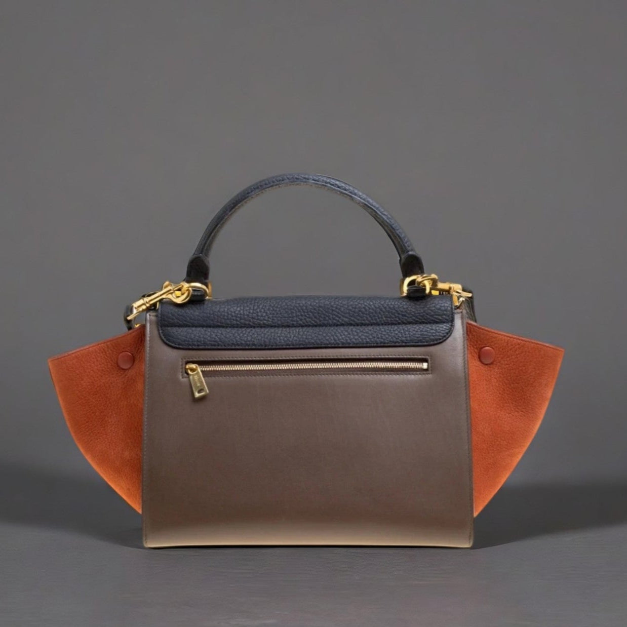 Satin Baby Grained Calfskin Medium Tri-Color Trapeze Tan