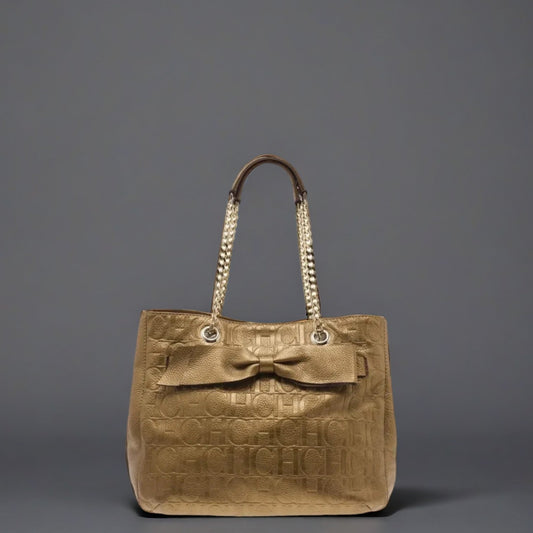 Gold Monogram Leather Audrey Tote Bag