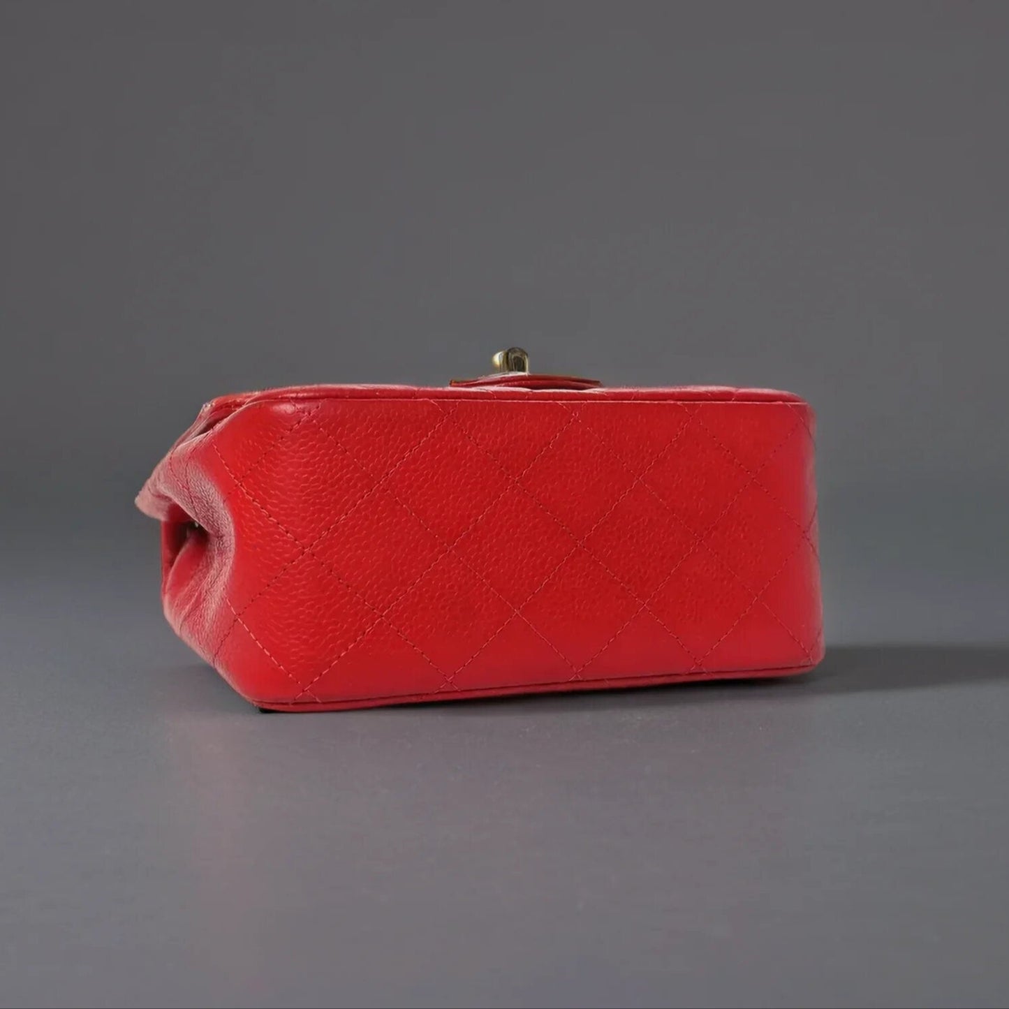 Caviar Quilted Mini Square Flap Red