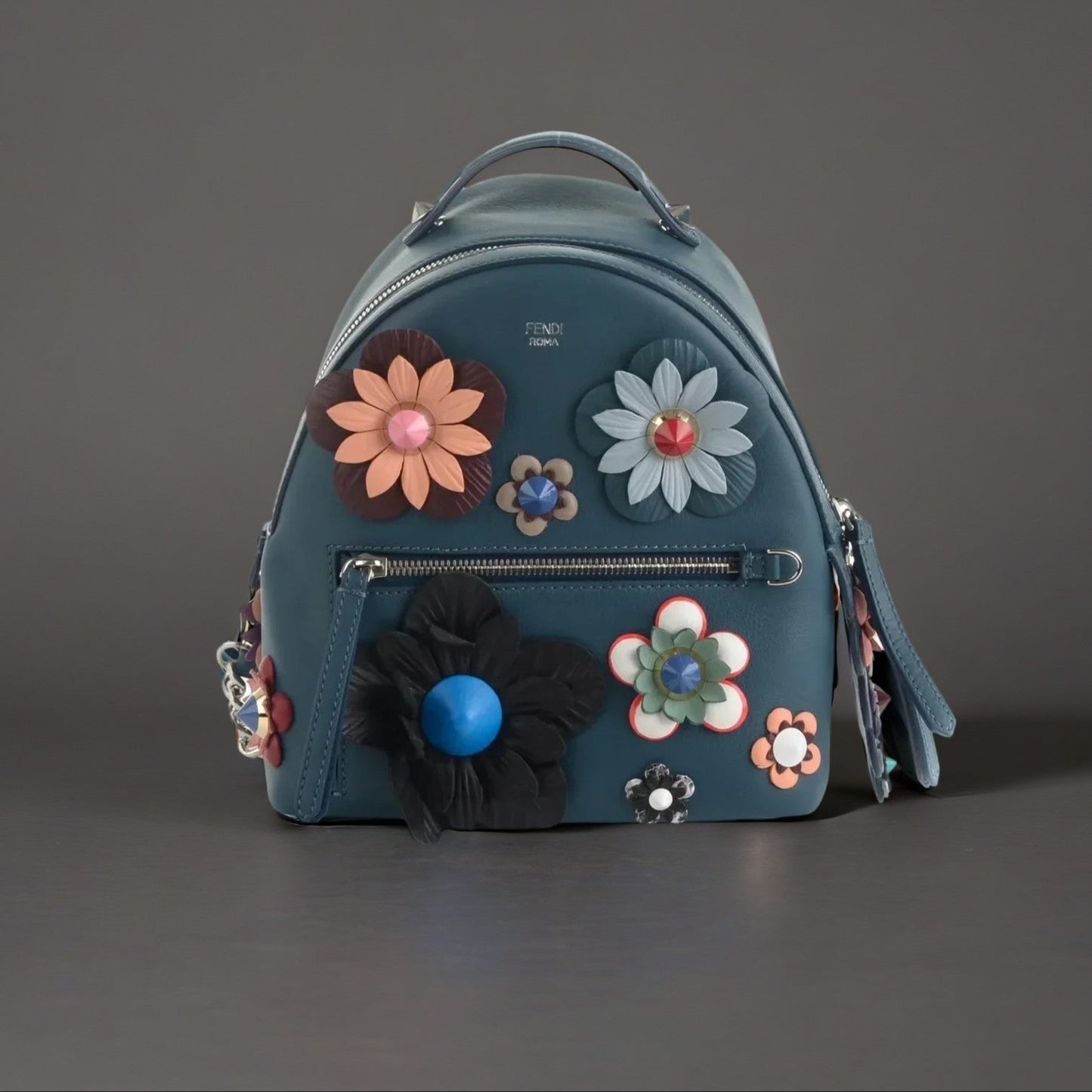 Calfskin Flowerland Mini Backpack Pavone Multicolor