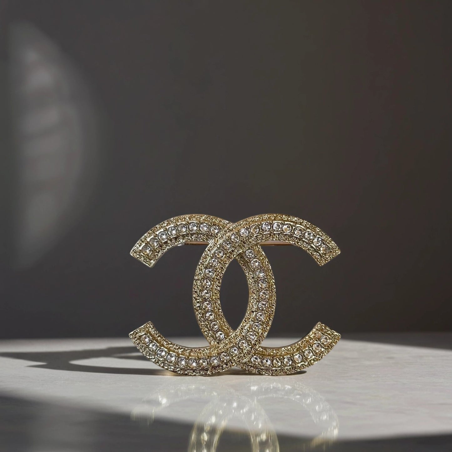 Crystal CC Brooch Gold