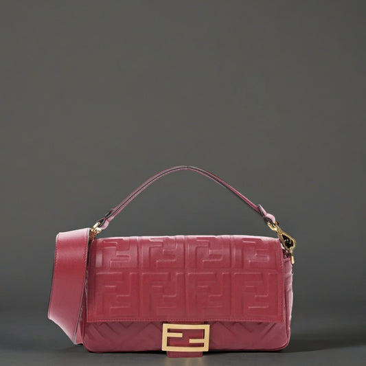 Nappa FF 1974 Embossed Baguette Red
