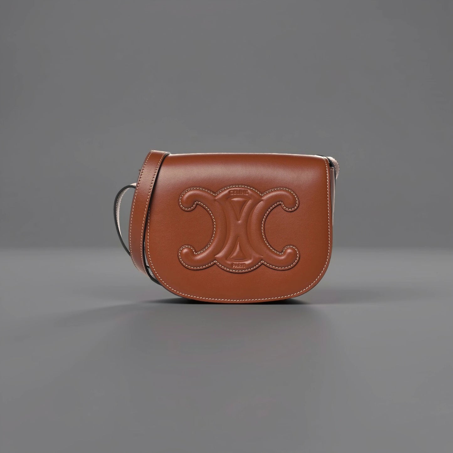 Smooth Calfskin Cuir Triomphe Folco Crossbody Bag Tan