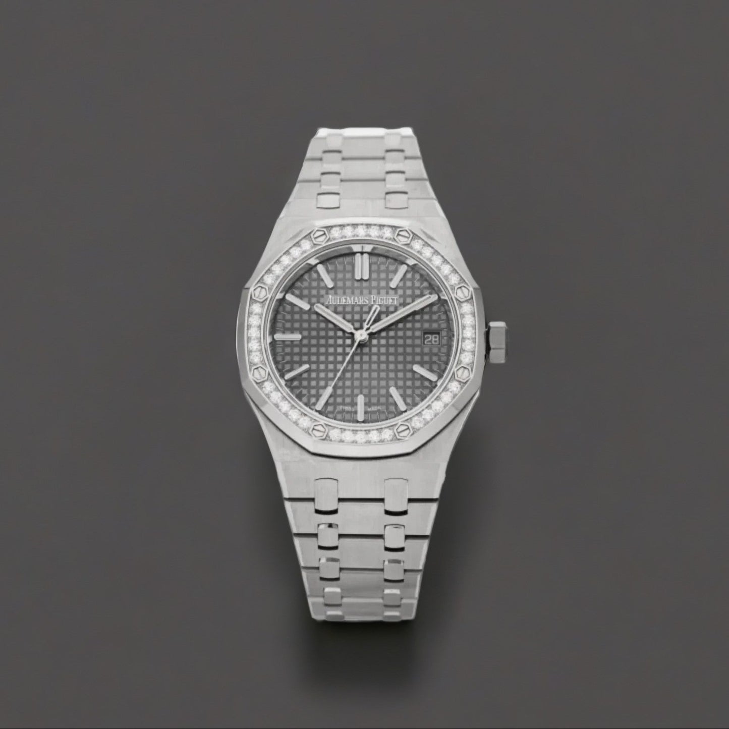 Stainless Steel Diamond 37mm Royal Oak Offshore 50th Anniversary Automatic Watch Grey