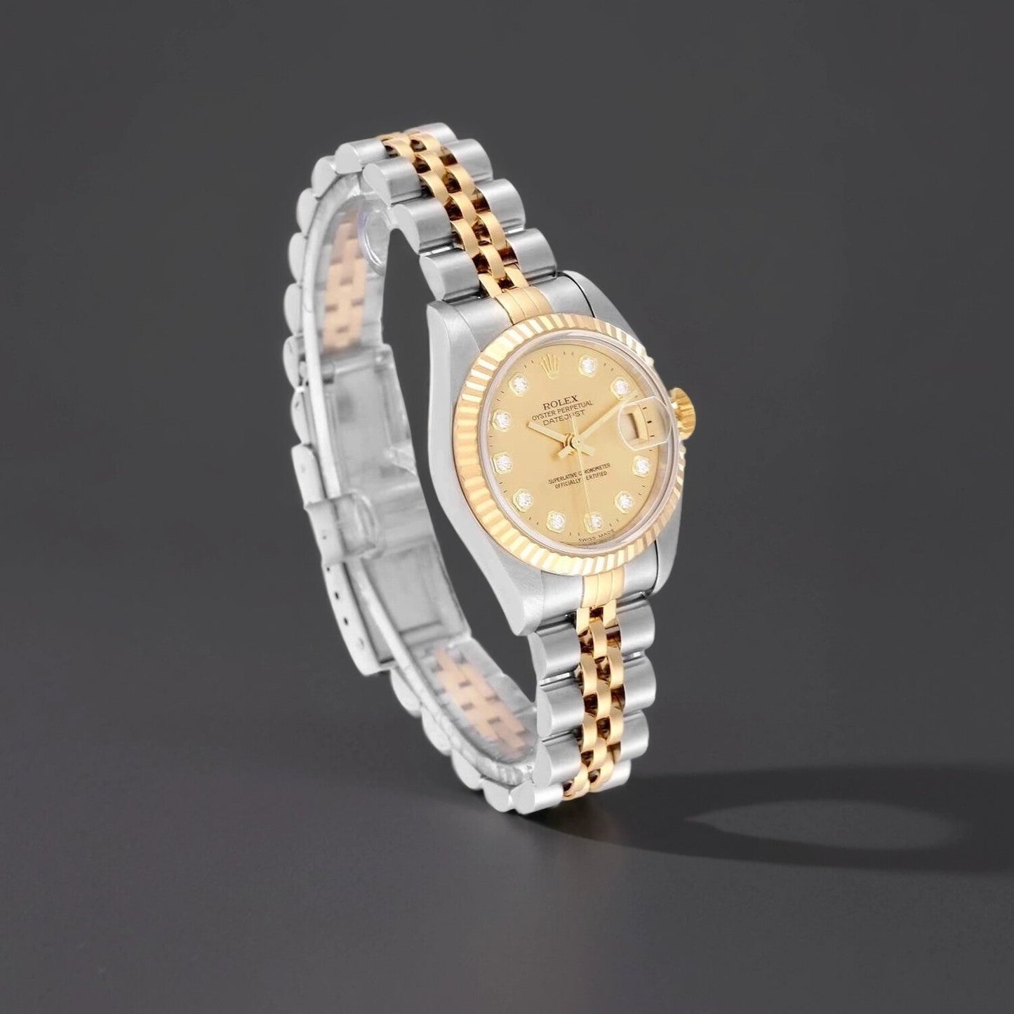 Rolex Datejust 26mm Steel Yellow Gold Diamond Dial Ladies Watch