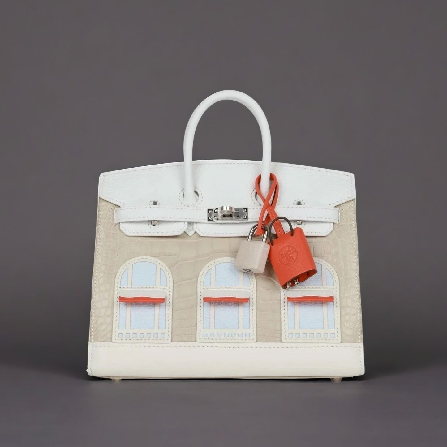 Sac Faubourg Birkin 20 White Matte Alligator Palladium Hardware