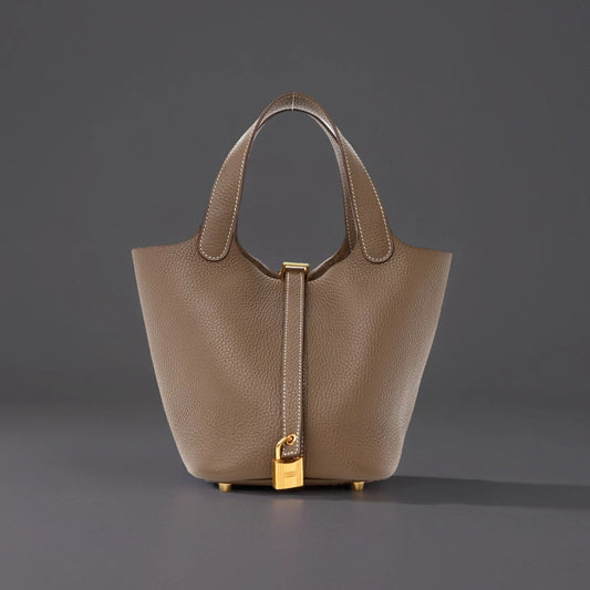 Taurillon Clemence Picotin Lock 18 PM Etoupe