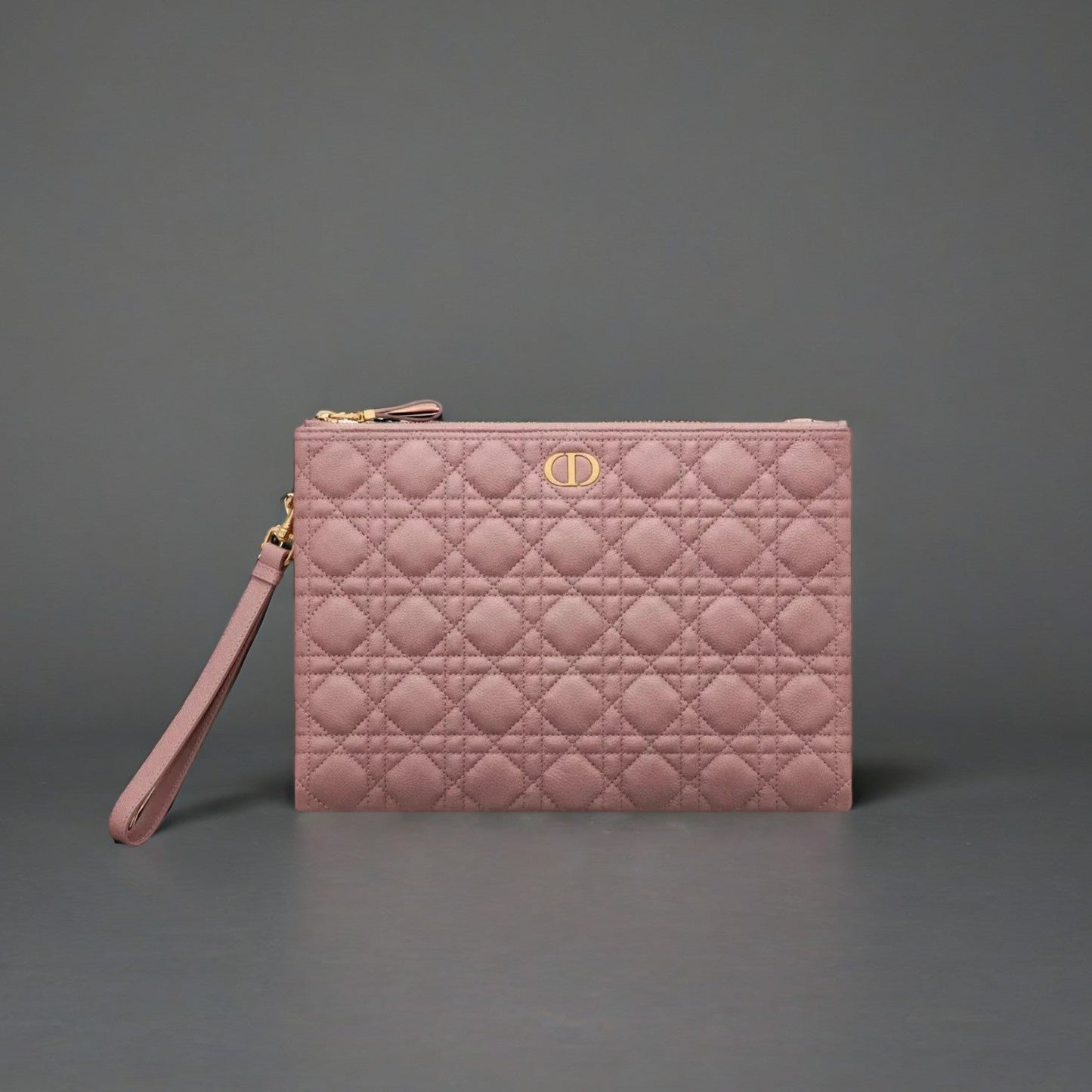 Large Dior Caro Daily Pouch Peony Pink