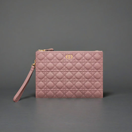 Large Dior Caro Daily Pouch Peony Pink