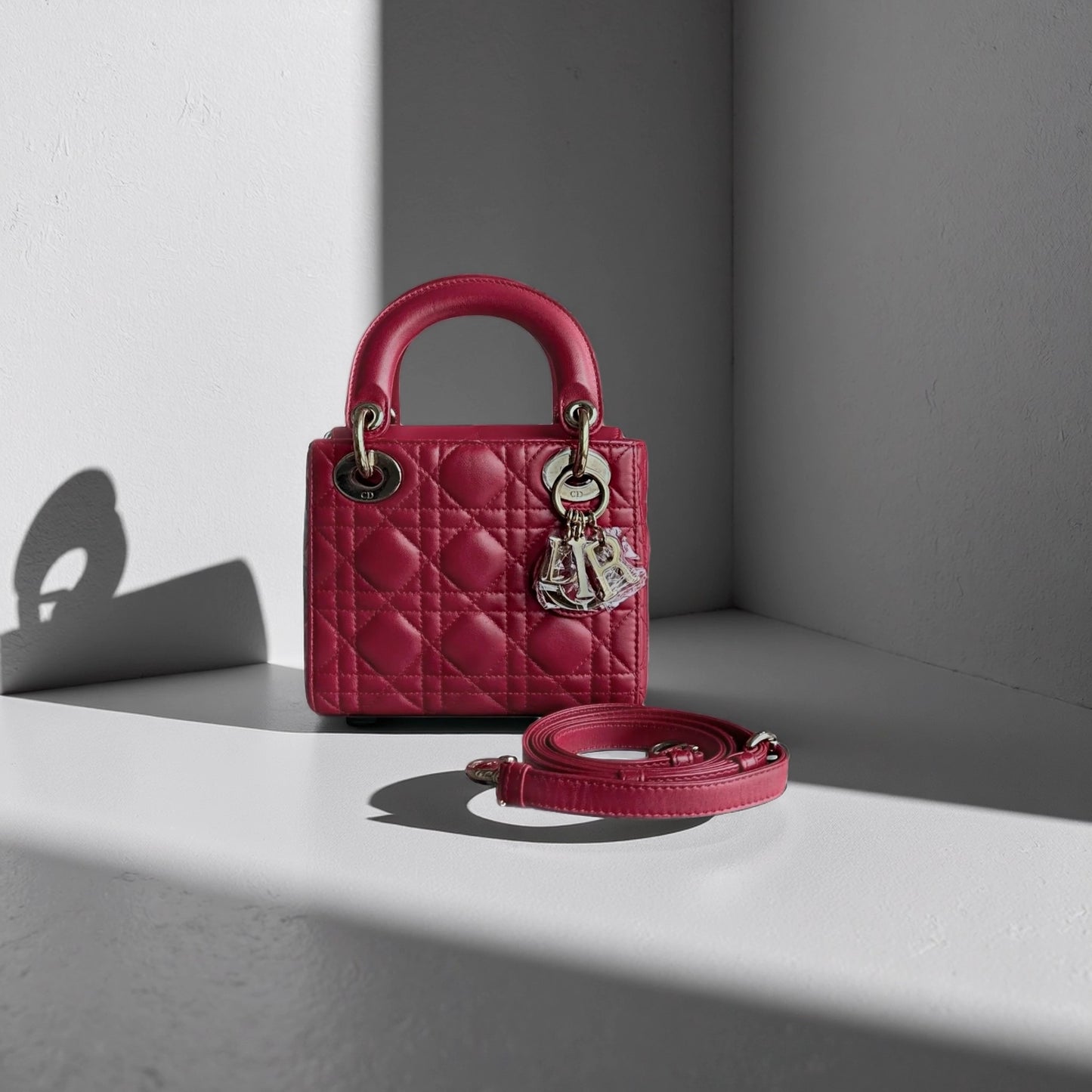 Lambskin Cannage Mini Lady Dior Red