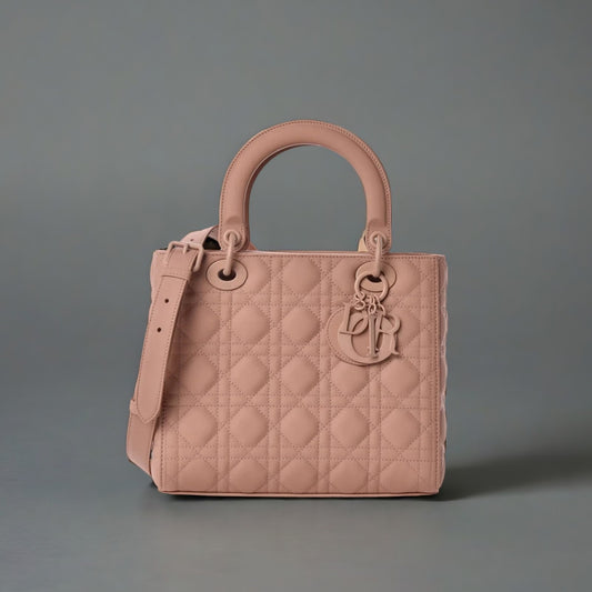 Ultra Matte Calfskin Cannage Medium Lady Dior Beige