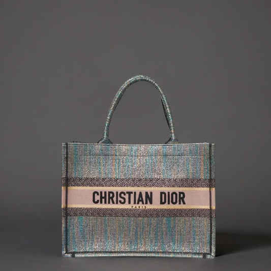 Canvas Embroidered Small Dioraura Book Tote Multicolor