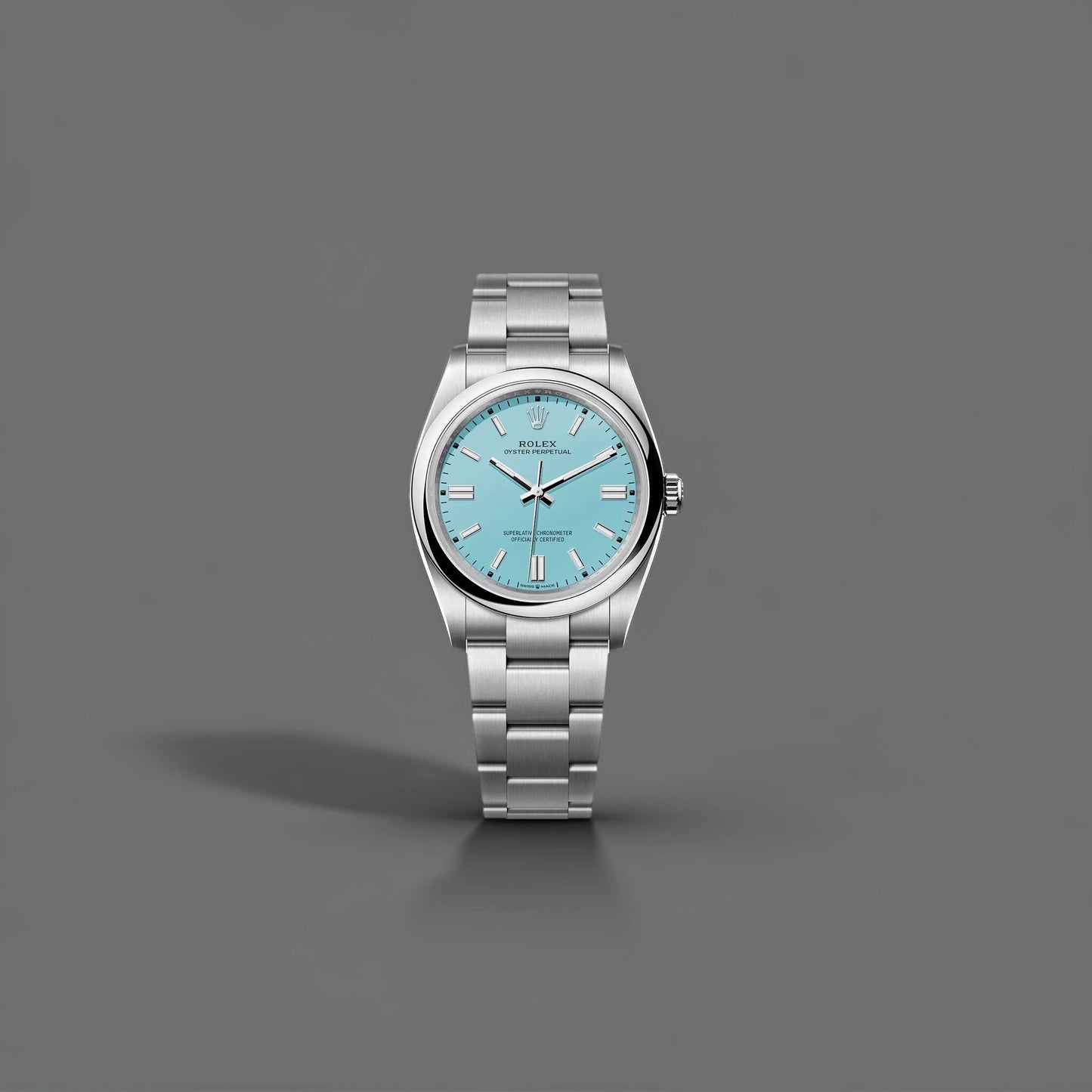 Rolex Tiffany Stainless Steel Oyster Perpetual Watch Turquoise