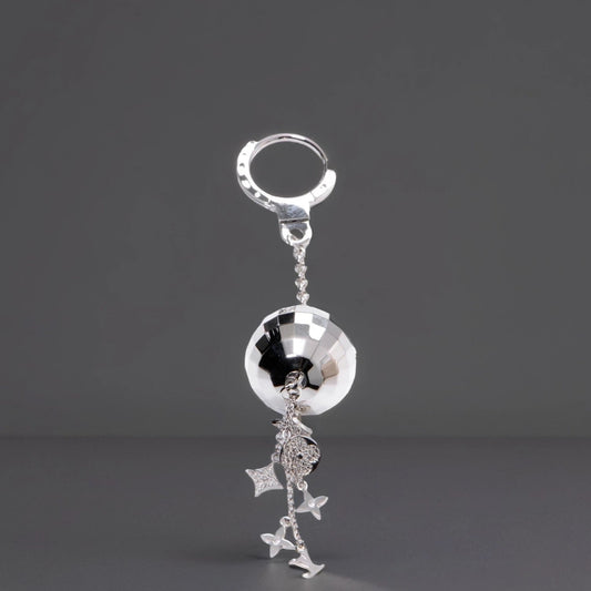 Disco Ball Key Ring Key Chain Silver