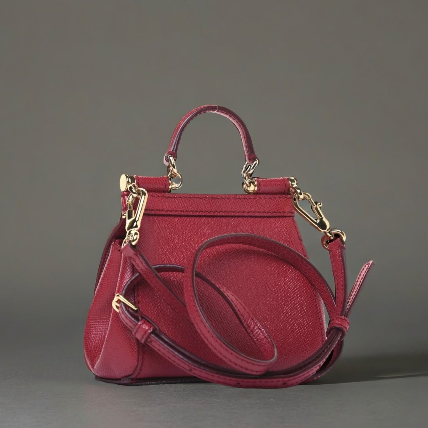 DOLCE & GABBANA Dauphine Micro Miss Sicily Satchel Dark Red