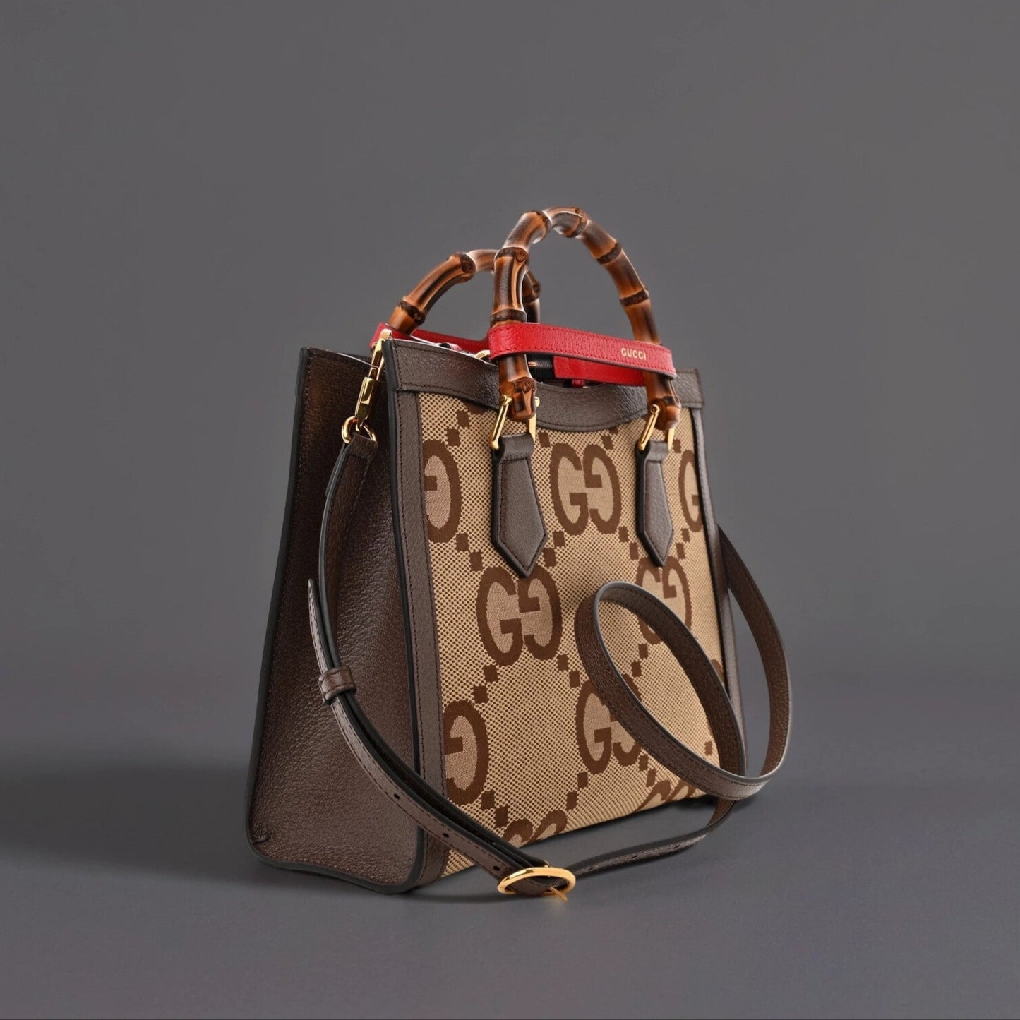 Monogram Jumbo GG Textured Dollar Calfskin Small Diana Tote Bag Camel Ebony New Acero Pomegranate Red