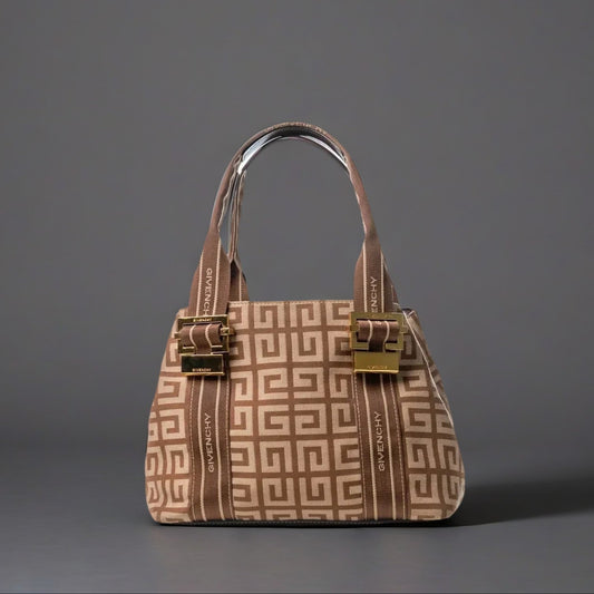 Givenchy Brown/Beige Monogram Canvas and Leather Trim Flap Hobo