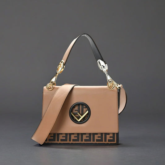 Vitello Century F is Fendi FF Embossed Kan I Shoulder Bag Orzo Tobacco